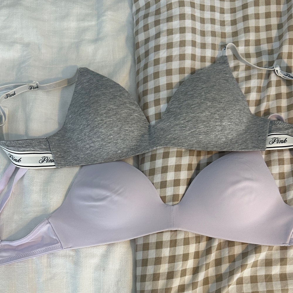 PINK Victoria's Secret Gray and Lavender Bra Duo